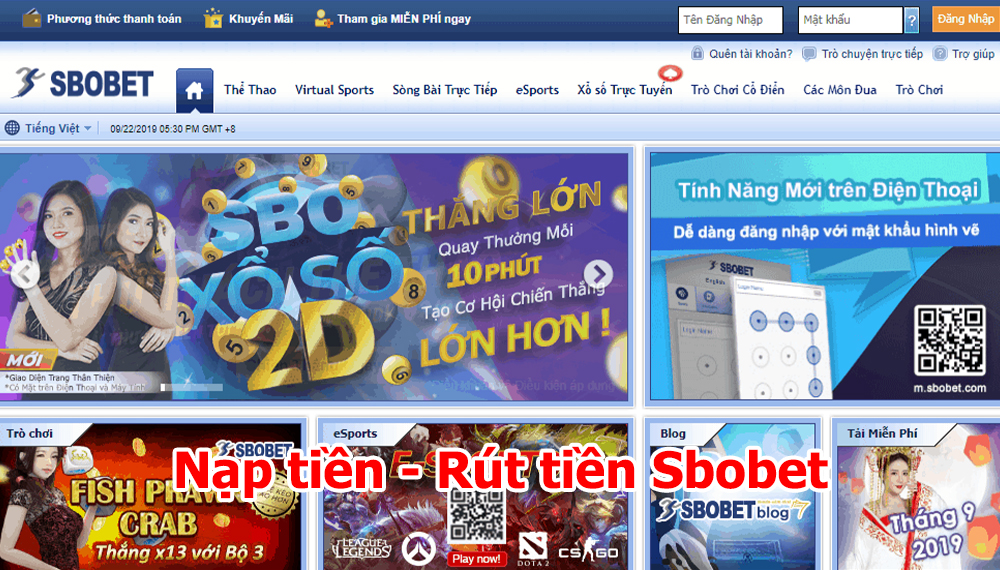 Nạp tiền - Rút tiền Sbobet